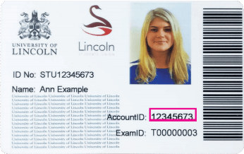 Example of a Student ID Card with AccountID: 12345673 highlighted.