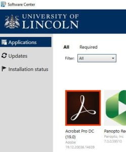 Adobe Acrobat icon within Software Center. Screenshot.