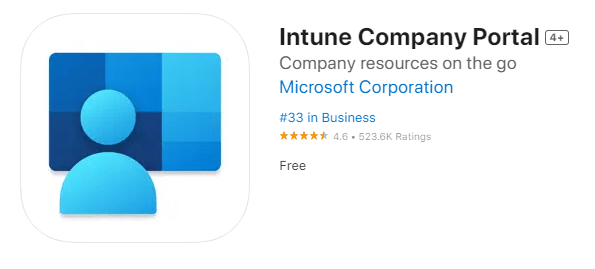 A screenshot of the Intune Company Portal app as it appears in the App Store.